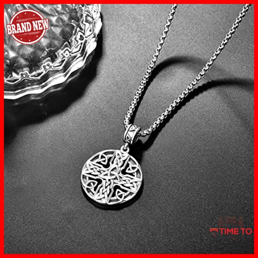 Sterling Silver Celtic Cross Pendant Necklace with 24 Inch Chain - Picture 4 of 7